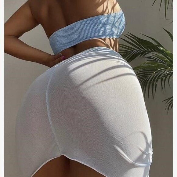 MAKEMECHIC 3 PIECE BIKINI BATHING SUIT TOP BOTTOM & WRAP SARONG COVER UP MEDIUM - Picture 4 of 6